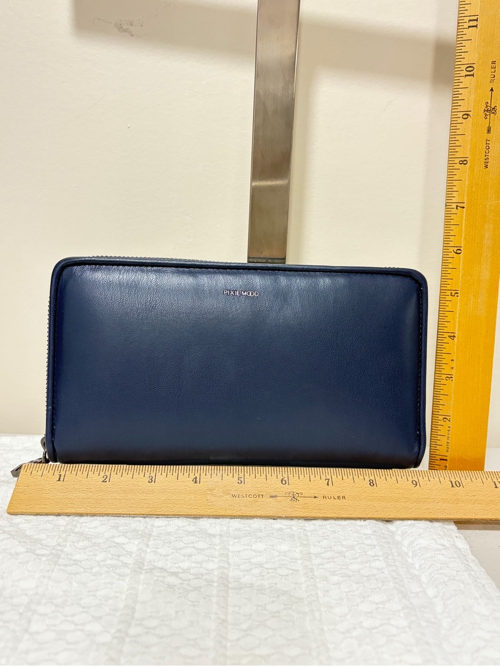 Pixie Mood Navy Leather Zip-Around Wallet